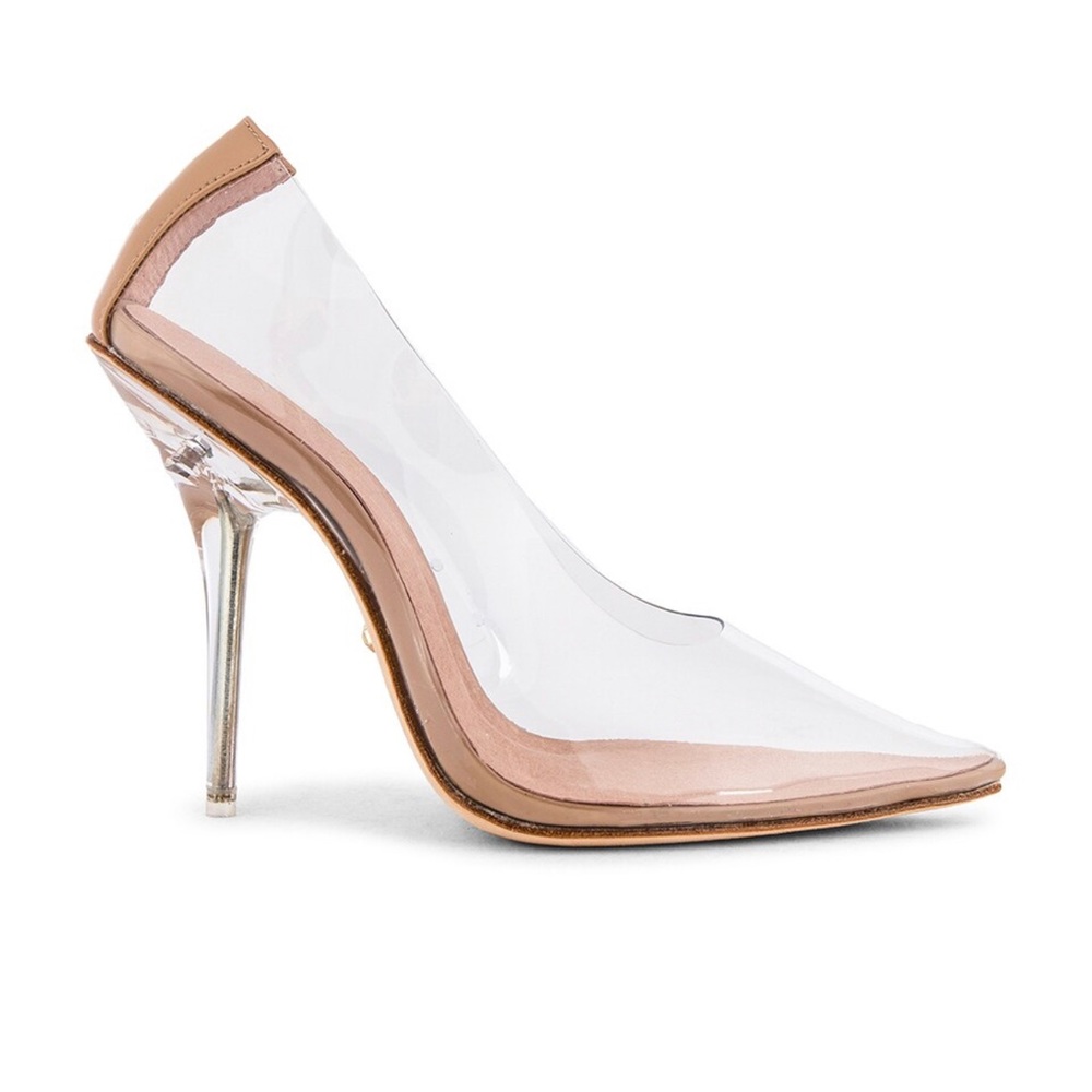 NEW Raye Clear Laurise Heel in Nude size 6.5